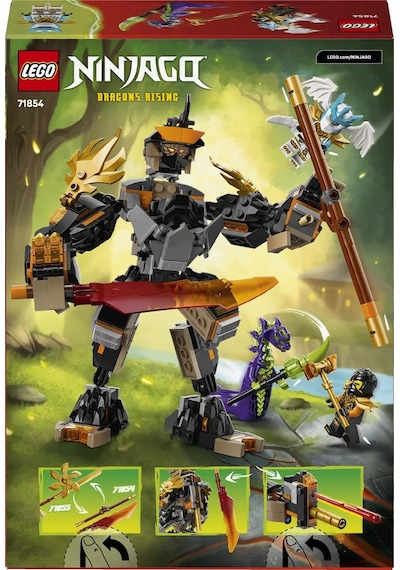 LEGO® NINJAGO® Cole’un Görev Robotu ve Ejderha Zane 71854 - 7 Yaş ve Üzeri Çocuklar için 3 Minifigür İçeren Yapım Seti (364 Parça)