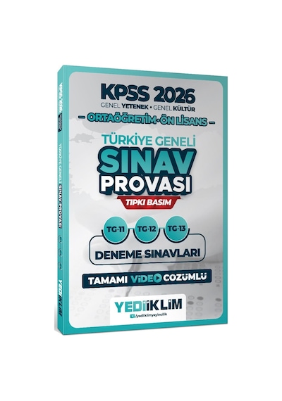 Yediiklim 2026 Kpss Ortaöğretim Ön Lisans Gy-gk Türkiye Geneli Sınav Provası Tıpkı Basım 11-12-13 Deneme Sınavları Tamamı Video Çözümlü