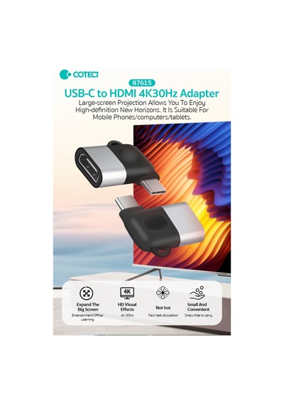 Mini Type-c To Hdmı Dönüştürücü Adaptör 4k 30hz Telefon Bilgisayar Tv Projeksiyon Görüntü Aktarıcı