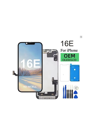 Apple iPhone Uyumlu 16e A Kalite Ön Lcd Ekran Dokunmatik Sıvı Bandı Kırılmaz Tamir Seti Set