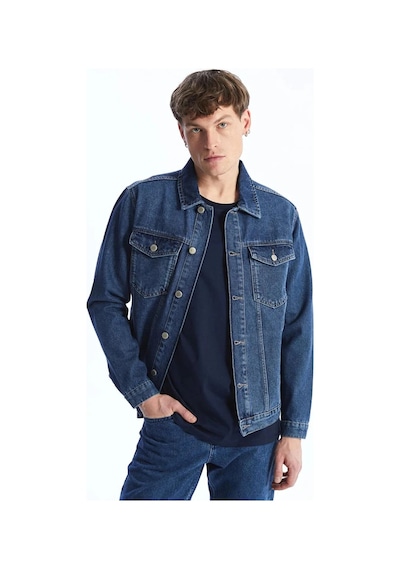 LC Waikiki Lcw Jeansındigo Standart Kalıp Erkek Jean Ceket Mavi