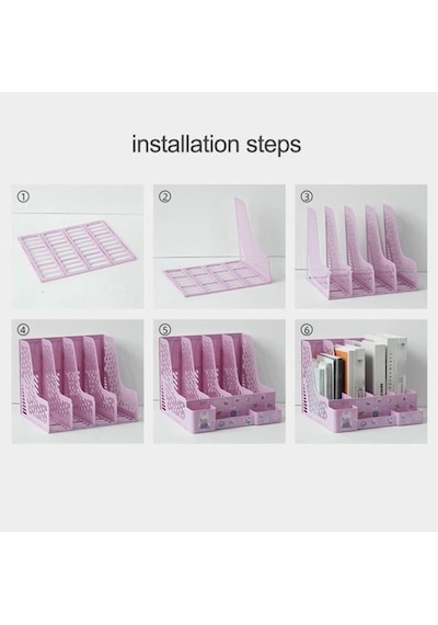 Ops Mg 124 Pastel Mor 4 Bölmeli Modüler Tasarım Organizer Kalemlikli Magazinlik Klasör Arşiv Kutusu Demonte