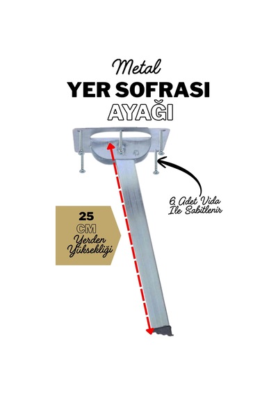 4 Adet 25 Cm Metal Yer Sofrası Ayağı - Katlanır Çinko Sini Altı Takımı 4 Adet Metal Katlanır Sehpa Ayağı Katlanır Ayak Parmak İzi Bırakmaz Inox Parmak İzi Bırakmaz Inox