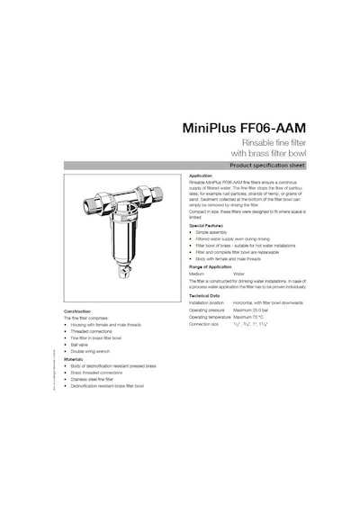 Ff06-11/4 Aam Komple Pirinç Sıcak Su Filtresi - 1 1/4''