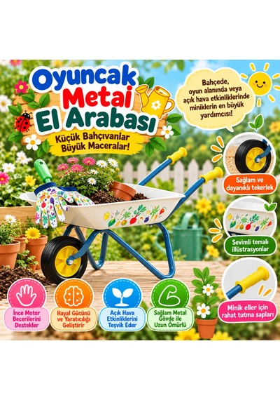 Oyuncak Metal El Arabası Mavi
