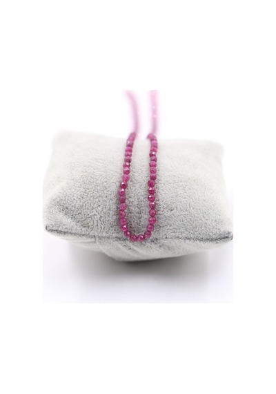 Yakut Taşı Doğal Taş Kolye Bileklik Seti Fasetli Kesim 3 Mm Pembe