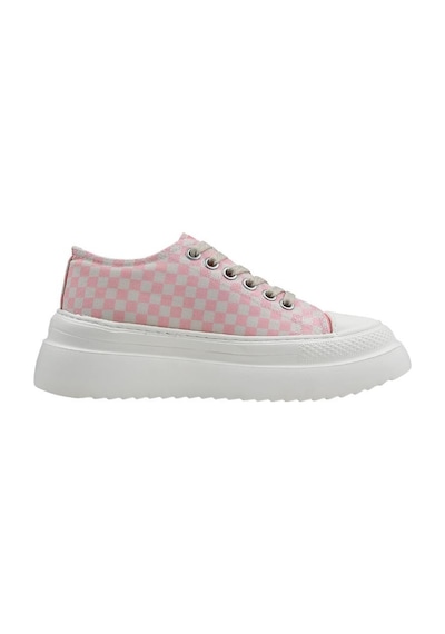 Kadın Vegan Beyaz Kalın Taban Sneakers - Big Steps Cat Tasarım Çok Renkli