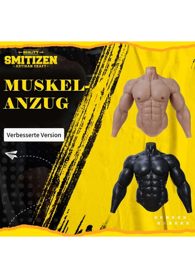 Smıtızen Silikon Kas Takım Elbise Erkek Göğüs Üst Vücut Kolları İle Gerçekçi Erkek Kas Kostüm Cosplay Cadılar Bayramı Karnaval Siyah