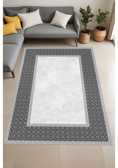 Eliana Home Dijital Baskı Yıkanabilir Kaymaz Taban Salon Halısı Ve Yolluk Rvg0887-fnl103 Gri