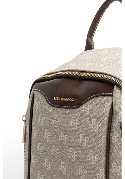 Silver Polo Taş - Kahve Monogram Kadın Sırt Çantası Sp906
