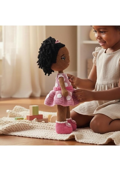Amigurumi Oyuncak Bebek El Örgüsü 37 Cm Çok Renkli