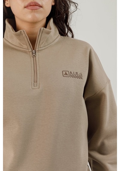 Airlife Bolder Fz.7 Yarım Fermuarlı Kadın Dik Yaka Sweatshirt Kahverengi