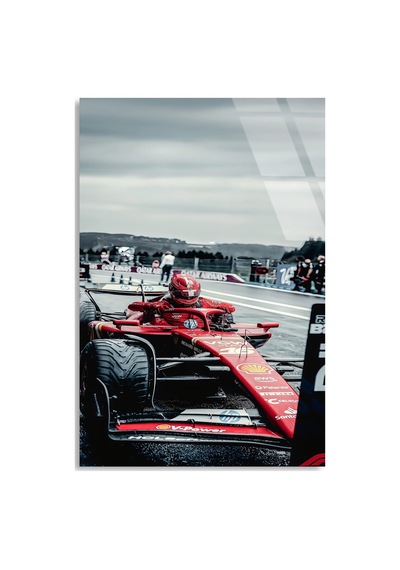 Ferrari Pit Yolu F1 Cam Tablo Formula 1 Duvar Dekoru 70x110 Cm