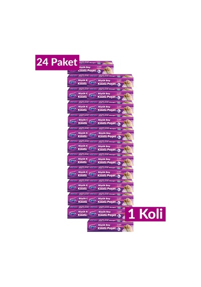 Kilitli Buzdolabı Poşet Büyük Boy 12'li 26 X 28 Cm 24 Paket 1 Koli