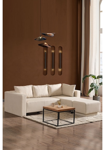 Kagu Corner Poly-l Köşe Takimi-Kanepe-Yatak-Dinlenme Krem