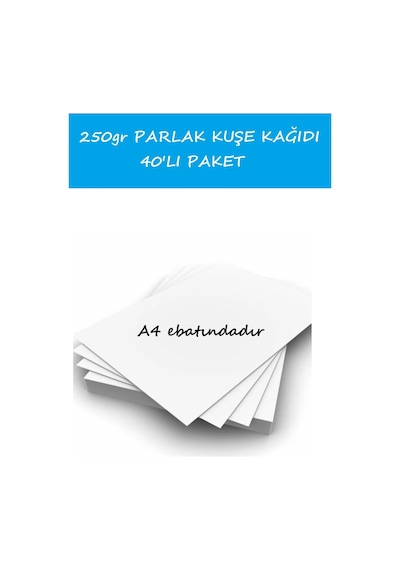 A4 250 Gr Parlak Kuşe Kağıdı 40'lı Paket