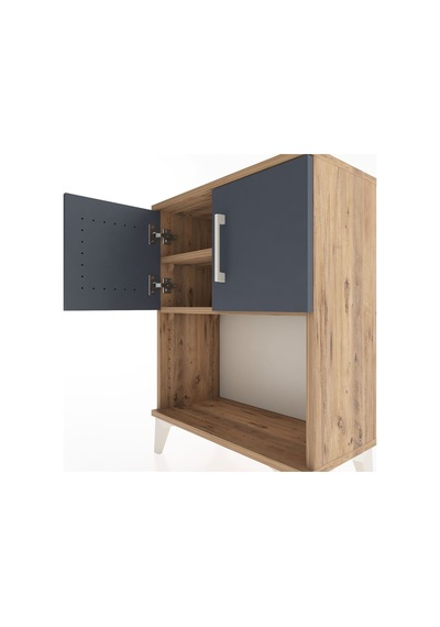 Arges Komodin 2 Raflı 2 Çekmeceli 2 Kapaklı 60x30x80 Çam-antr... Çam