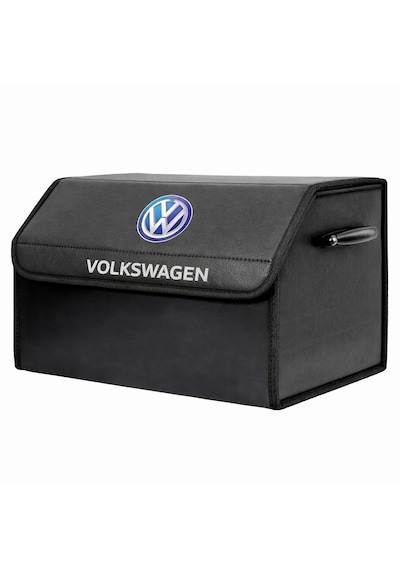 Volkswagen Marka Logolu Oto Bagaj Organizer Çanta Oto Bagaj Çantası 2 Bölmeli Suni Deri 48 Cm X 31 Cm X 29 Cm