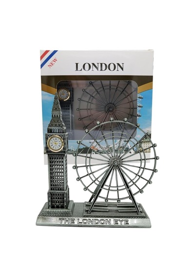 Vintage Metal İngiltere London Big Ben Ve London Eye Biblo Gümüş 20cm