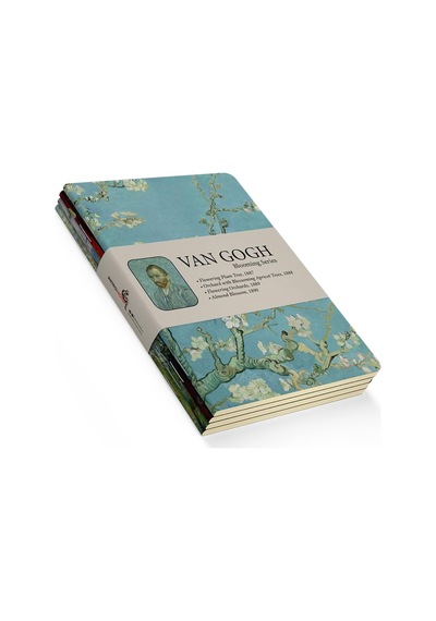 Blooming Series - A6, Van Gogh 4'lü Defter Seti Iı, Çizgisiz, Toplam 192 Sayfa, Her Biri 48 Say