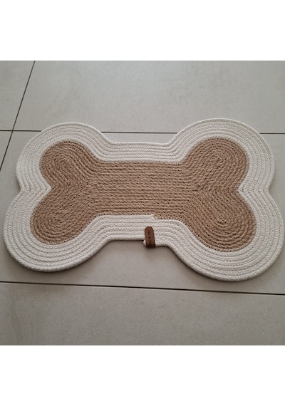 Hasır Jüt Kedi Köpek Mama Paspası, %100 El Yapımı, Pamuk, Hasır,