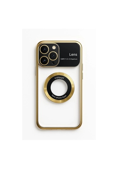 Apple Uyumlu iPhone 13 Pro Max Kılıf Kamera Korumalı Magsafe Colourl Gold