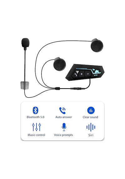 Bt22 Motosiklet Bluetooth V5.0 Intercom Interkom Su Geçirmez