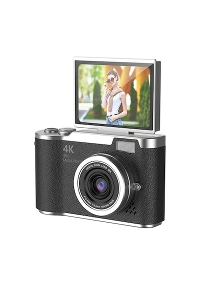 4k Dijital Video Kamera 48mp 18x Zoom Flaşlı 32gb Kart Dijital Vlog Fotoğraf Makinesi Türkçe Siyah