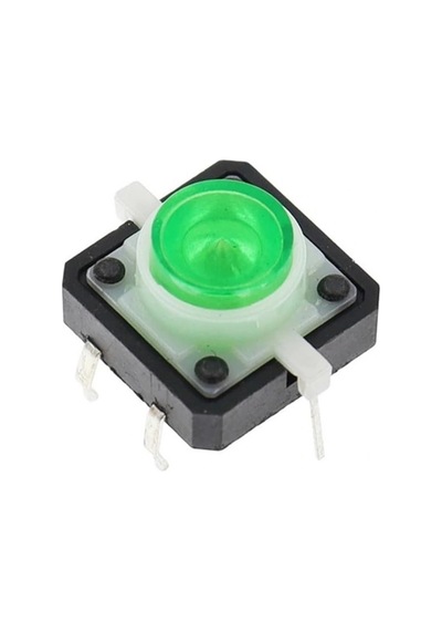 12x12mm Yeşil Led Işıklı Tact Switch