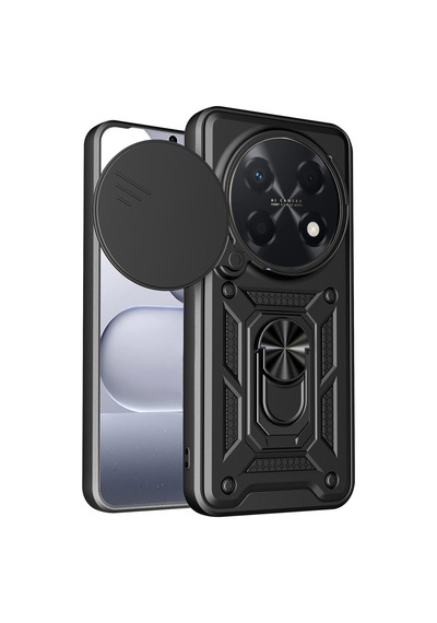 Caseonn Huawei Nova 15 Max Kılıf Sürgülü Kamera Korumalı Yüzüklü Mıknatıslı Tank Kapak Siyah