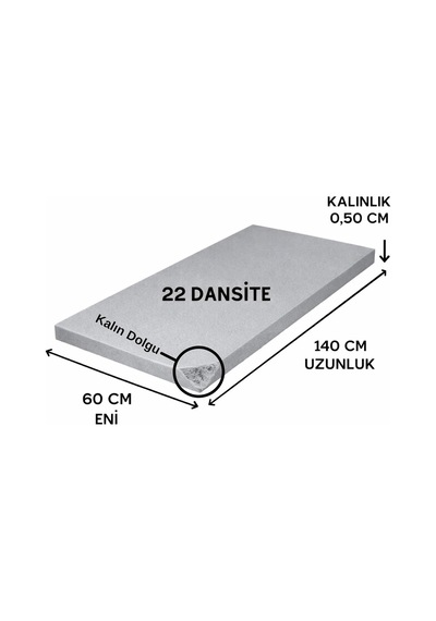 Ütü Masası Süngeri 22 Dansite 5 Mm Isıya Dayanıklı Gri 60 140 Cm Diğer