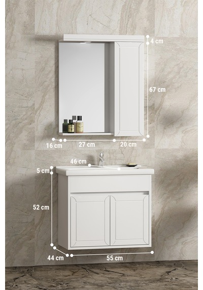 Çuha 55 Cm Beyaz Mdf Pk-109 Asma Banyo Dolabı Takımı Beyaz Çuha 55 Cm Beyaz Mdf Pk-109 Asma Banyo Dolabı Takımı Beyaz
