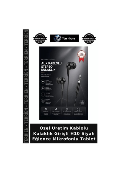 Özel Üretim Kablolu Kulaklık Girişli H10 Siyah Eğlence Mikrofonlu Tablet