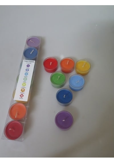 7 Chakra Meditasyon Kristal Kap Içi Mum Seti-Large
