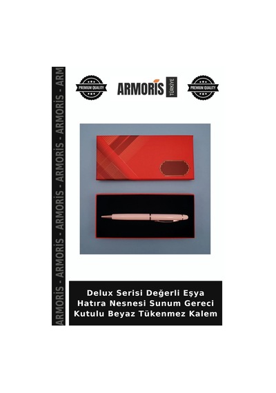 Delux Serisi Değerli Eşya Hatıra Nesnesi Sunum Gereci Kutulu Beyaz Tükenmez Kalem Çok Renkli