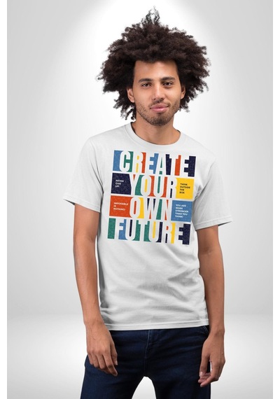 Geleçeği Seninle Planlayalım Unisex Unisex Beyaz Organik Baskılı T-shirt Penye Yüksek Kalite Beyaz