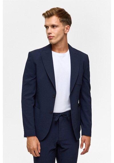 Süvari Lacivert Slim Desenli Sivri Yaka 6 Drop Takım Elbise-38834 Lacivert