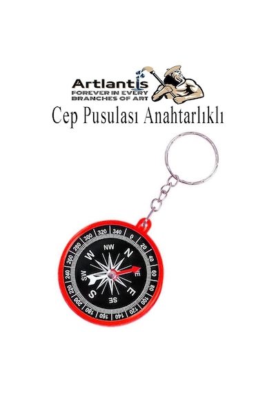 Pusula Anahtarlık Renkli 1 Adet Küçük Pusula Okul Deney Gezi Cep Pusulası Manyetik Pusula Plastik Öğrenci Kırmızı