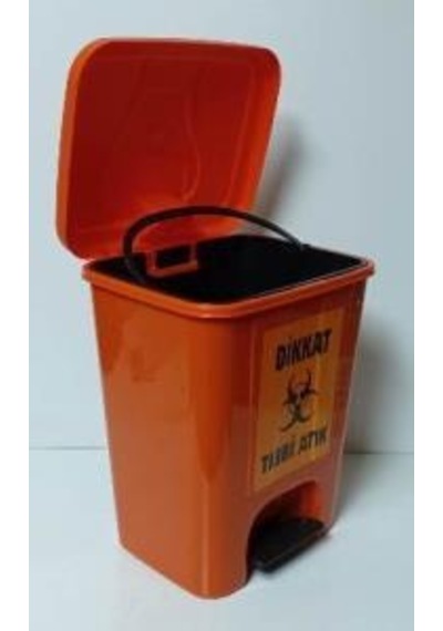 Tıbbi Atık Kovası 25 Lt Köşeli Pedallı