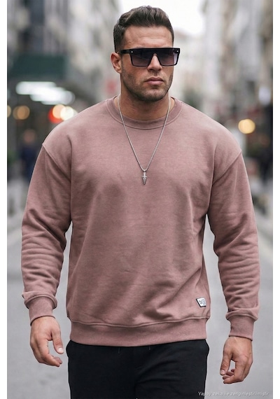 Buratti Regular Fit Bisiklet Yaka Pamuklu Içi Tüylü Yumuşak Şardonlu Erkek Sweat 5905255 Gül