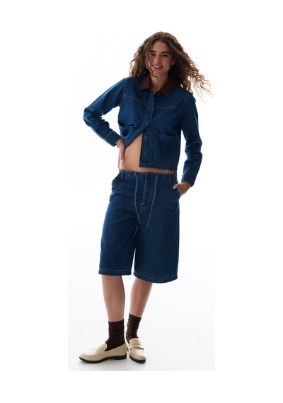 Penti Denim Blue Longline Bermuda Pantolon Denım Blue