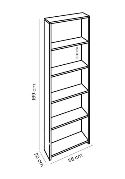 Classy 105nisa 5 Raflı Tek Parça Arkalıklı Kitaplık Atlantik Çam