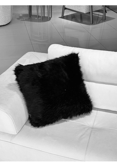 Yumuşak Peluş Kırlent Dekoratif, Konforlu & Modern Ev Aksesuarı Kolay Temizlenir Siyah
