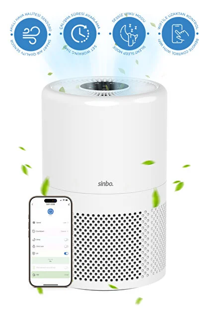 Sap-5508 Akıllı H13 Hepa Filtreli Wifi Özellikli Hava Temizleyici Beyaz