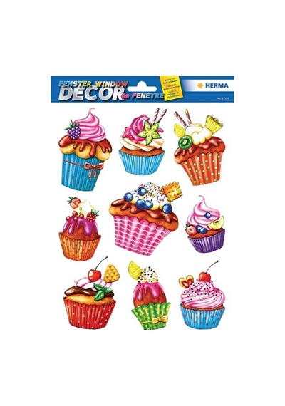 Wındow Decor Cam Yuzey Etıket Cup Kek Çok Renkli
