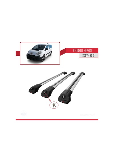 Peugeot Expert 2007-2017 Arası İle Uyumlu Ace-1 Ara Atkı Tavan Barı Gri 3 Adet Bar