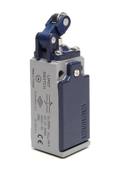 Emas L51K13MIM311 L51 Metal Gövde 14 mm Metal Makaralı Manivela Ani Hareketli 1NO+1NC Sınır Şalter