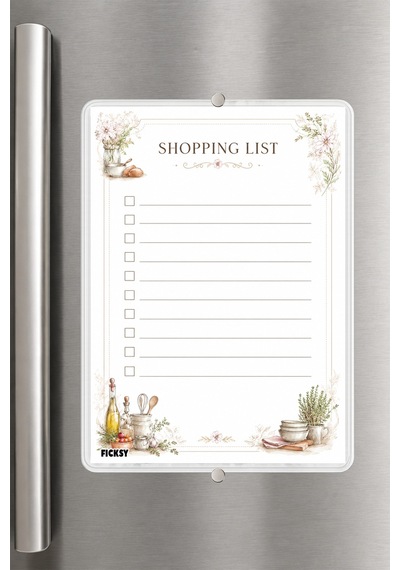Alışveriş Listesi - A5 - Mıknatıslı - Pvc - Buzdolabı Notluk & Masaüstü - Yaz Sil - Planlayıcı - 4310 Çok Renkli