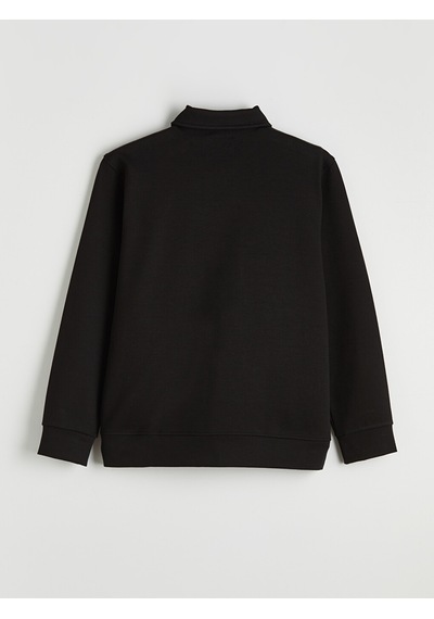 Lcw Vision Siyah Polo Yaka Erkek Fermuarlı Sweatshirt