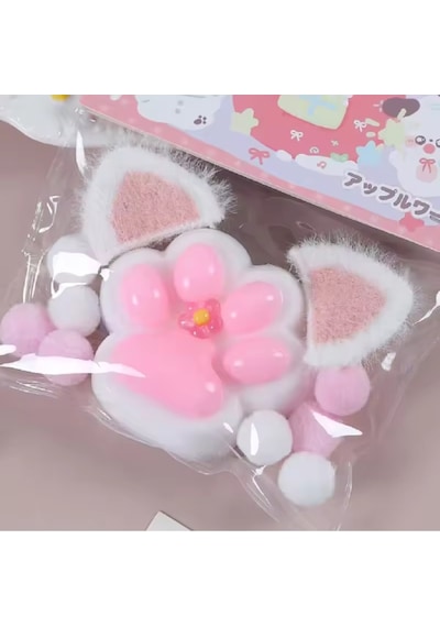 Kulaklı Pembe Kedi Patisi Taba Sukuşi Squishy Stres Oyuncağı Yumuşacık Jel Oyuncak Skuşi Yeni Stil Çok Renkli